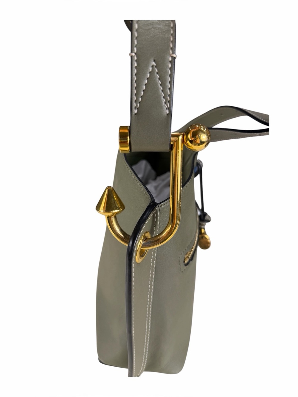 JW Anderson  Olive Green Pierce T Bar Leather Tote with Gold Hardware - Picture 3 of 9